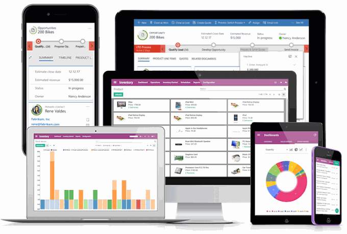 All-in-one solution that lets you work from your desktop, your tablet, or your phone. Odoo ERP, Microsoft Dynamics, Salesforce.com, Power BI, Office 365
